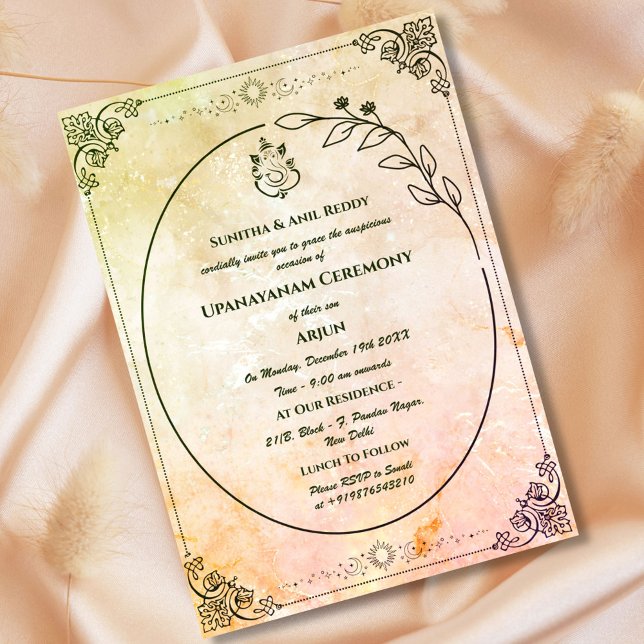 Upanayanam aka Hindu Holy Thread Janeu Ceremony Inbjudningar (Skapare uppladdad)