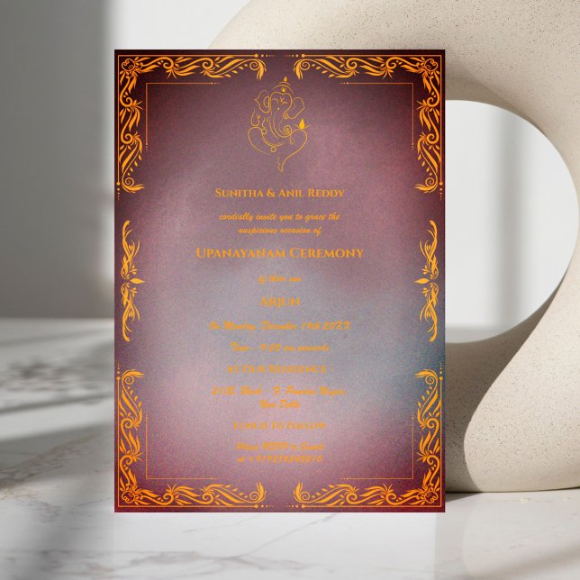 Upanayanam aka Hindu Holy Thread Janeu Ceremony Inbjudningar (Skapare uppladdad)
