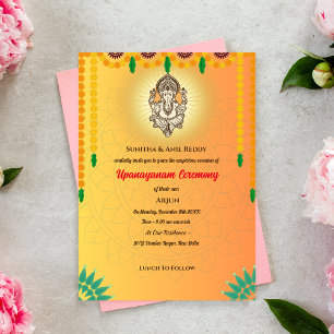 Upanayanam alias Hindu Heliga Thread Janeu Ceremon Inbjudningar