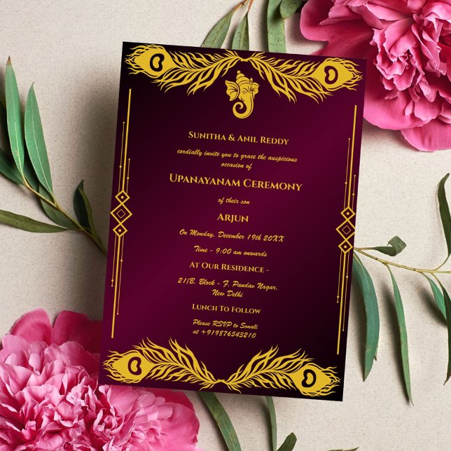 Upanayanam alias Hindu Heliga Thread Janeu Ceremon Inbjudningar (Skapare uppladdad)