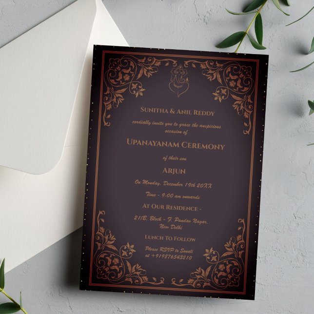 Upanayanam alias Hindu Heliga Thread Janeu Ceremon Inbjudningar (Skapare uppladdad)