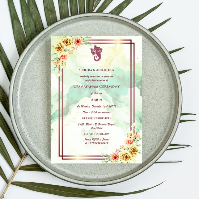 Upanayanam alias Hindu Heliga Thread Janeu Ceremon Inbjudningar (Skapare uppladdad)