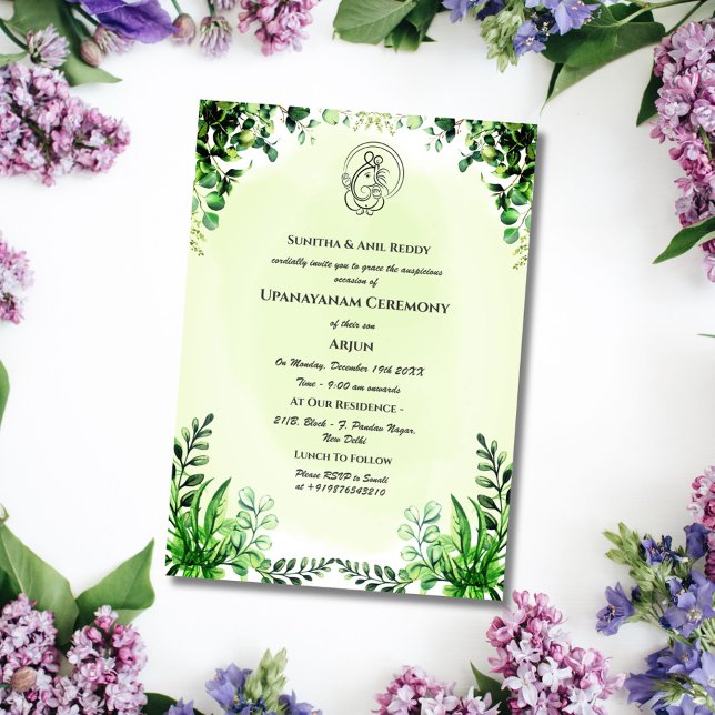 Upanayanam alias Hindu Heliga Thread Janeu Ceremon Inbjudningar (Skapare uppladdad)