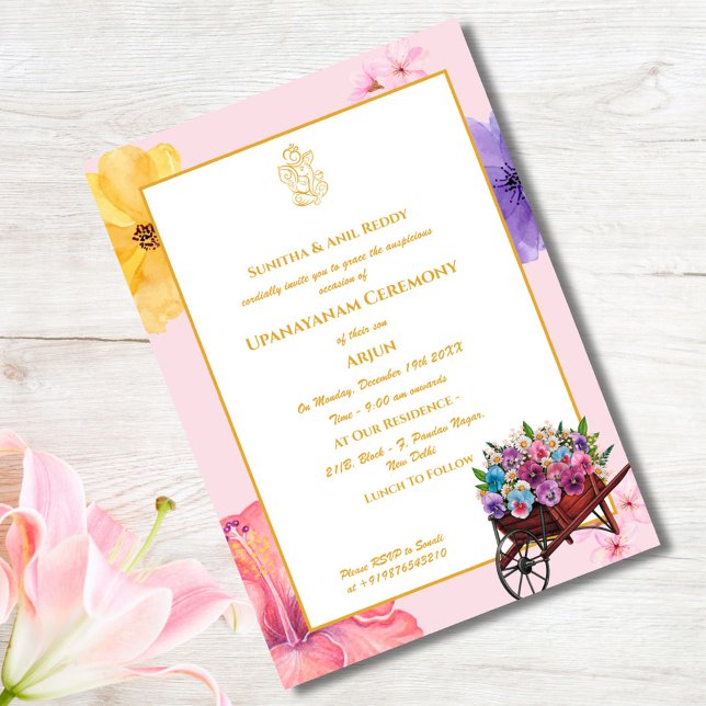 Upanayanam alias Hindu Heliga Thread Janeu Ceremon Inbjudningar (Skapare uppladdad)