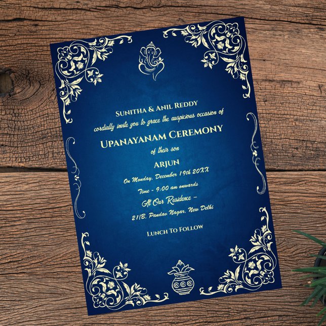 Upanayanam alias Hindu Heliga Thread Janeu Ceremon Inbjudningar (Skapare uppladdad)