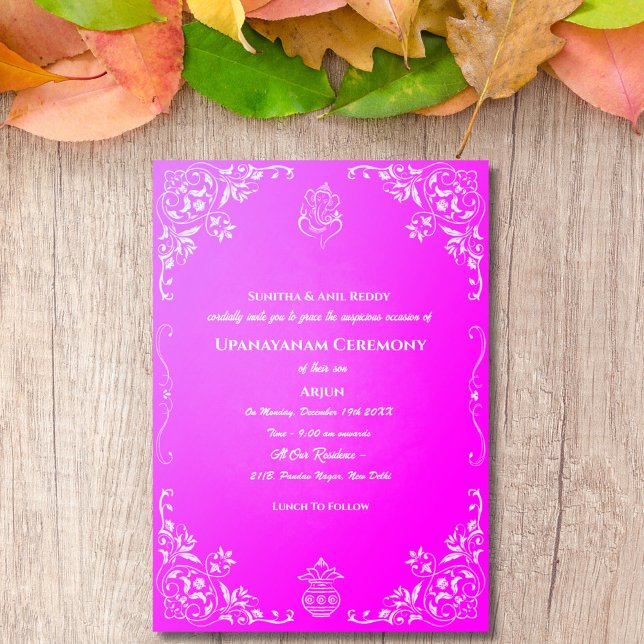 Upanayanam alias Hindu Heliga Thread Janeu Ceremon Inbjudningar (Skapare uppladdad)