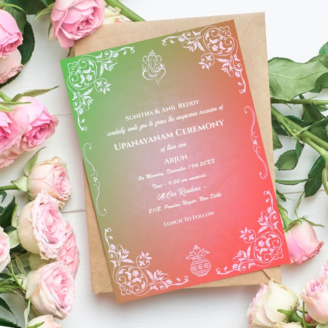 Upanayanam alias Hindu Heliga Thread Janeu Ceremon Inbjudningar (Skapare uppladdad)