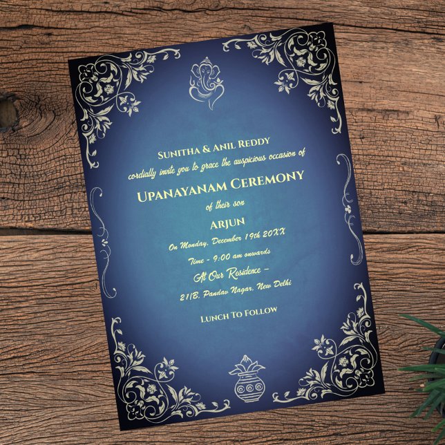 Upanayanam alias Hindu Heliga Thread Janeu Ceremon Inbjudningar (Skapare uppladdad)