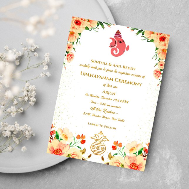 Upanayanam alias Hindu Heliga Thread Janeu Ceremon Inbjudningar (Skapare uppladdad)