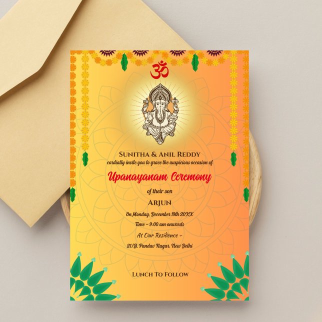 Upanayanam alias Hindu Heliga Thread Janeu Ceremon Inbjudningar (Skapare uppladdad)