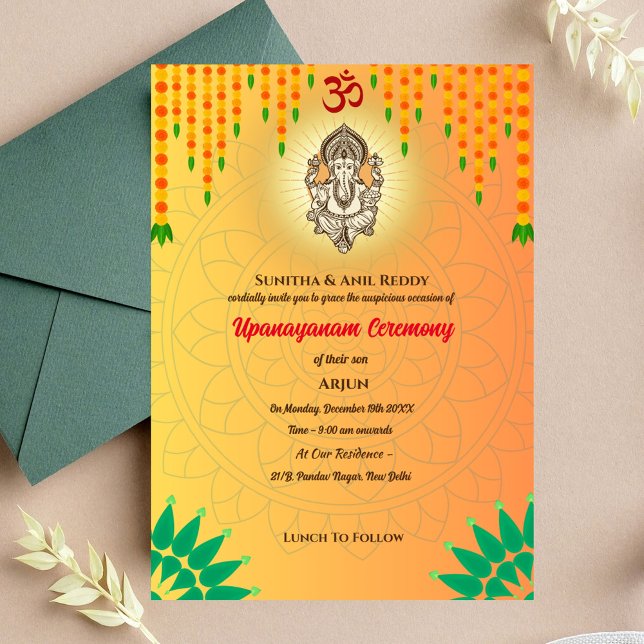Upanayanam alias Hindu Heliga Thread Janeu Ceremon Inbjudningar (Skapare uppladdad)