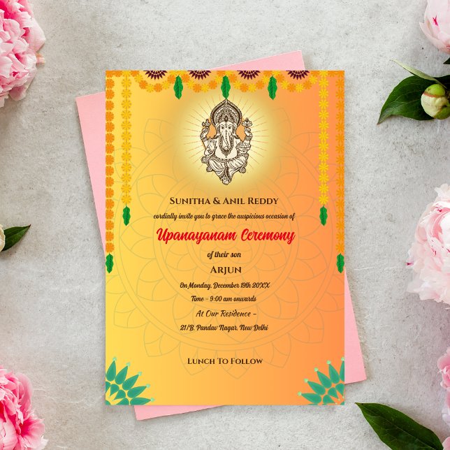 Upanayanam alias Hindu Heliga Thread Janeu Ceremon Inbjudningar (Skapare uppladdad)