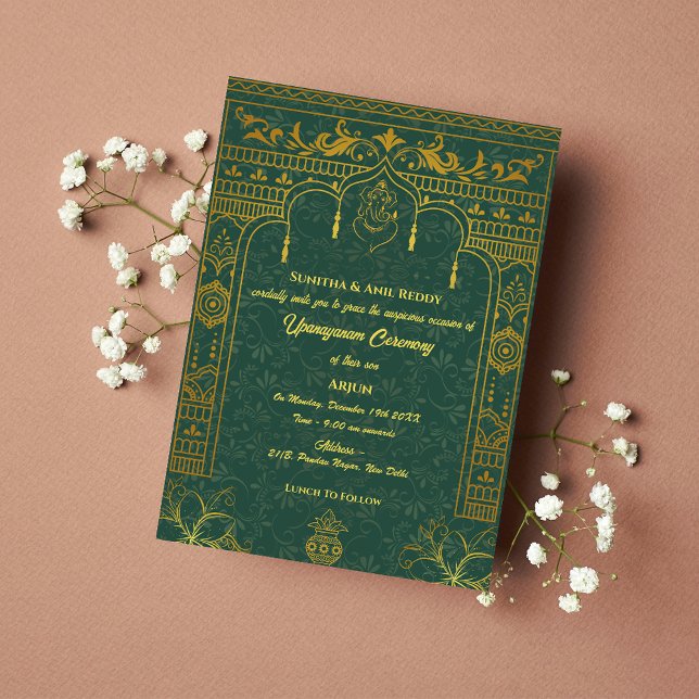 Upanayanam alias Hindu Heliga Thread Janeu Ceremon Inbjudningar (Skapare uppladdad)