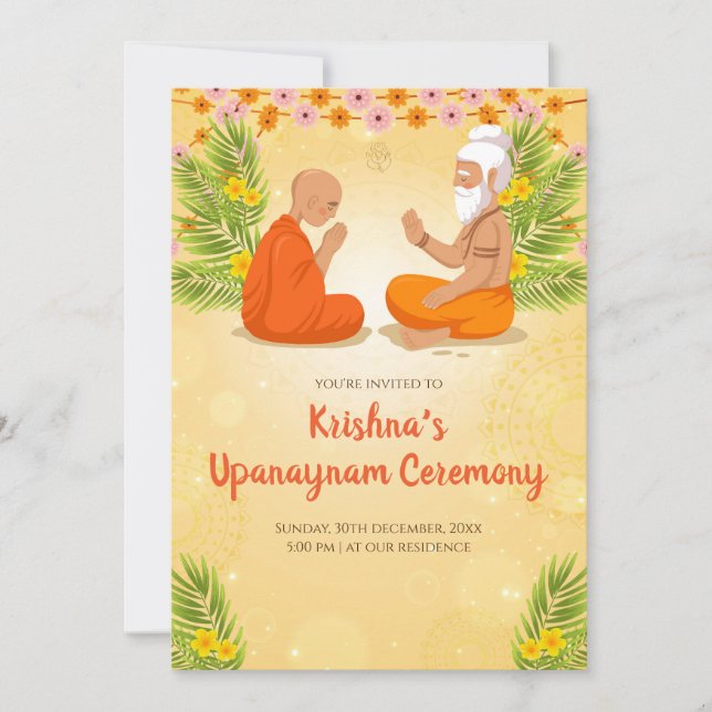 Upanayanam-inbjudningar och Thread Ceremony inbjud Inbjudningar (Framsida)