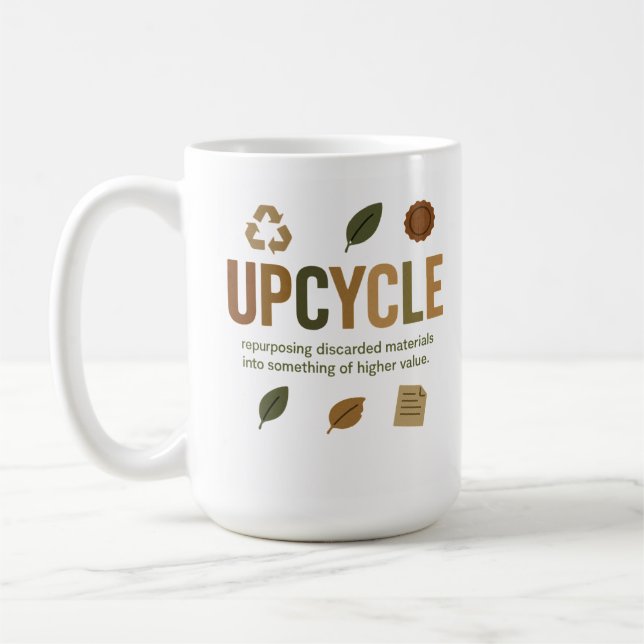 Upcycle Återanvändning av Kasserade Material Till  Kaffemugg (Vänster)