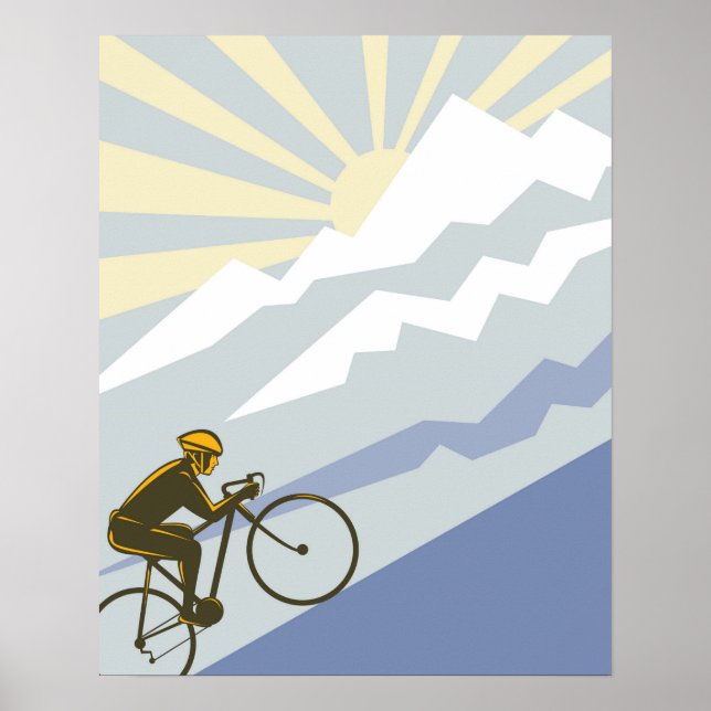 Uphill Cyclist Illustration Poster (Framsidan)