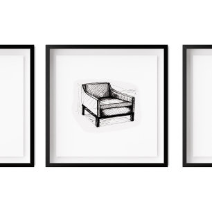 Upholsted Arm Ordförande Sketch Poster