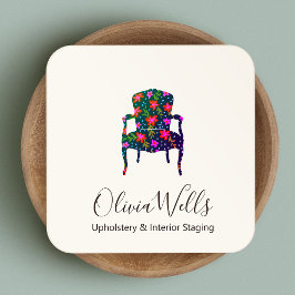 Upholsterer Blommigt Inredingsdesign Fransk Ordför Fyrkantigt Visitkort