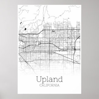 Upland Karta - Kalifornien - City Karta Poster