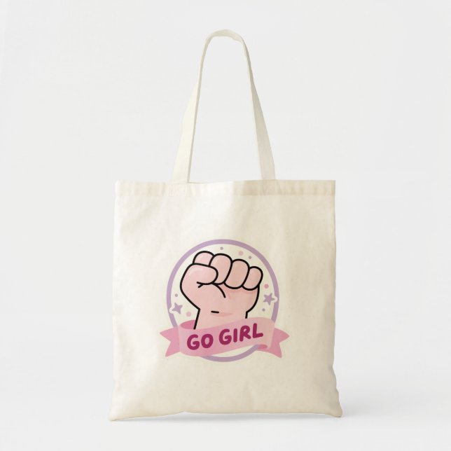 Uplifting Girl Power Empowerment Tote Bag Tygkasse (Framsidan)
