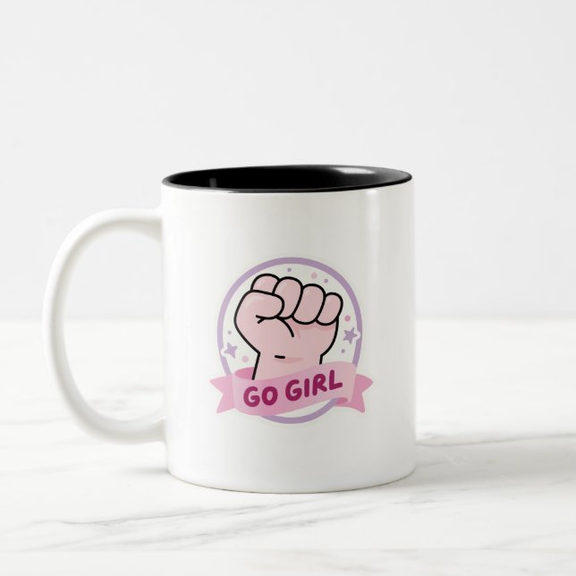 Uplifting Girl Power Empowerment Two-Tone Coffee Två-Tonad Mugg (Vänster)