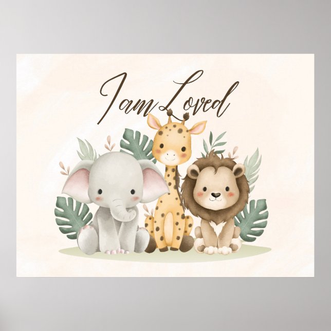 Uplifting  Safari nursery wall poster I am Loved (Framsidan)