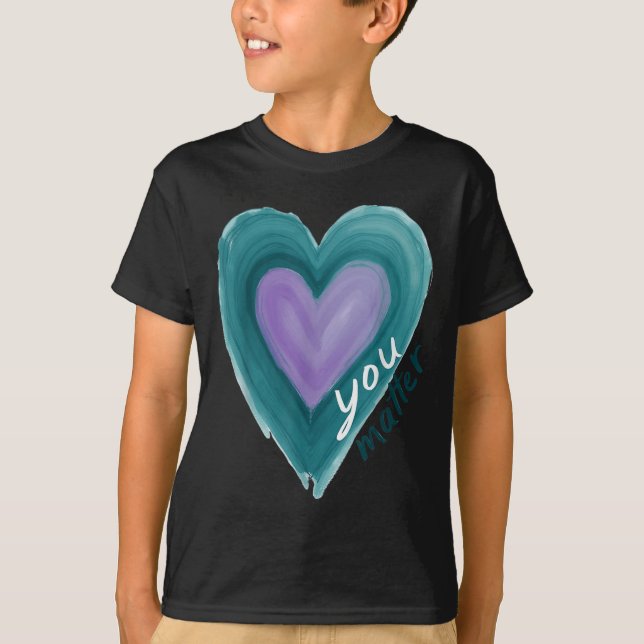 Uplifting you  Suicide Prevention Heart Design  T Shirt (Framsida)