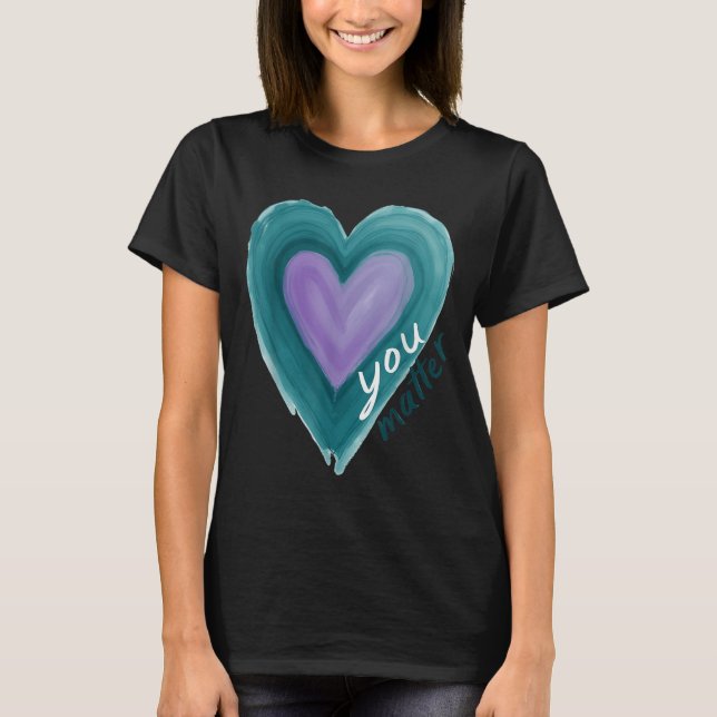 Uplifting you  Suicide Prevention Heart Design  T Shirt (Framsida)