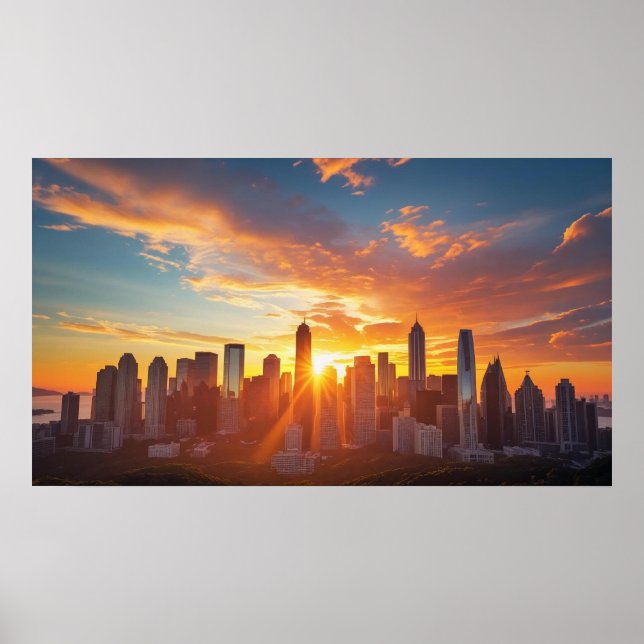 Upliiting City Skyline Sunrise Poster (Framsidan)