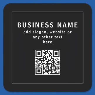 Upload QR code or Logo | Modern Black Fyrkantigt Klistermärke