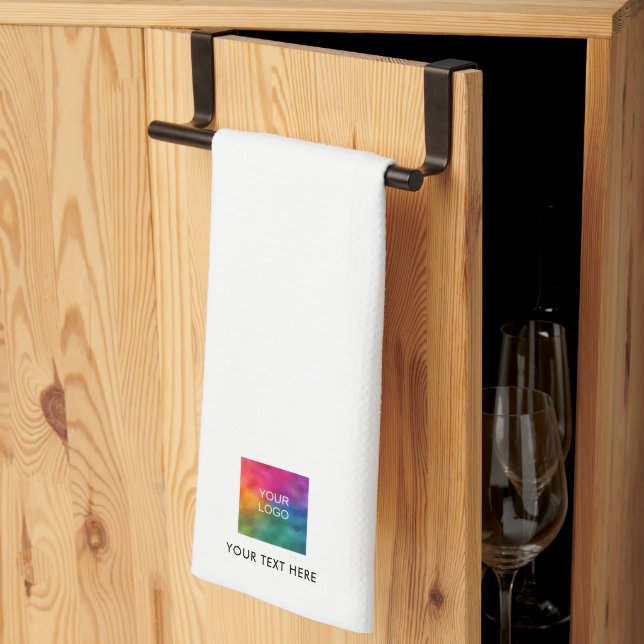 Upload Your Company Logo Custom Text Template Kökshandduk (Thirds Fold)