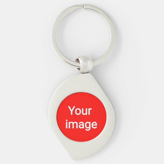 Upload Your Custom Image – Personalized Graphic Swirl Silverfärgad Nyckelring (Framsidan)