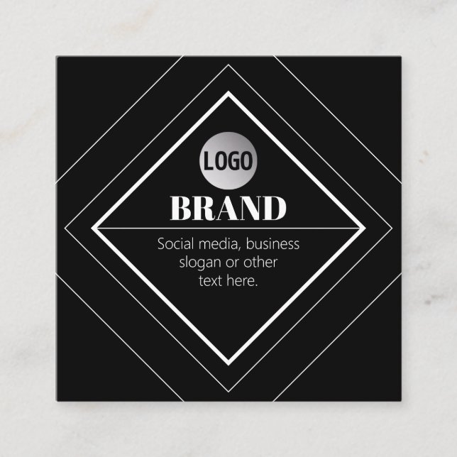 Upload Your Logo & Customizable Text Design Fyrkantigt Visitkort (Framsida)