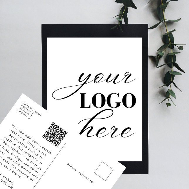 Upload Your Own Design Custom Text QR Code Vykort (Skapare uppladdad)