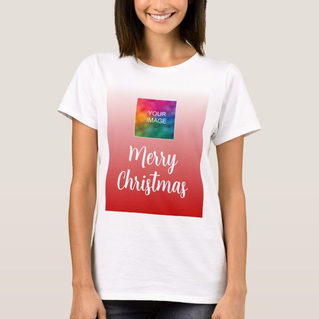 Upload Your Photo or Logo Womens Merry Christmas T Shirt (Framsida)