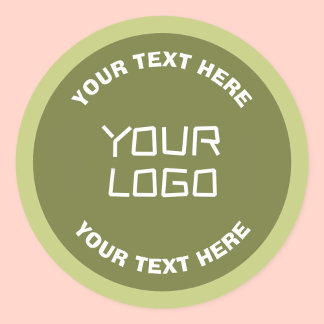 Uploaded Logo or Design & Editable Text Any Color Runt Klistermärke