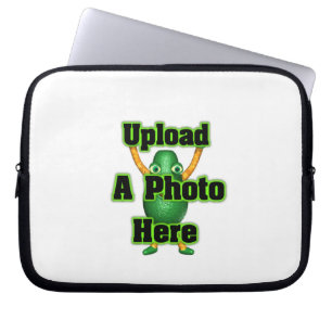 Uploadfotoet till bärbar datordatoren hänger lö laptop fodral