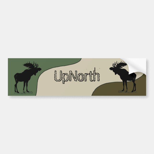 UpNorth Moose Silhouette Bumper Sticker Bildekal (Framsidan)