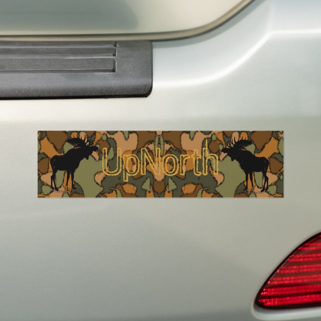 UpNorth Moose Silhouette Camo Bumper Sticker Bildekal (På Bil)