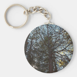 Upp genom Grenar Rund Silverfärgad Nyckelring