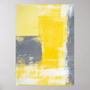 "Upp"-Grått och Gult Abstrakt Art Poster