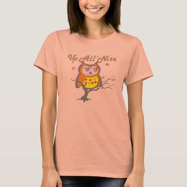 Upp hela Nite Uggla Dam Tee Shirt (Framsida)