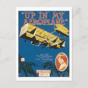 Upp i en flygplans Vintage Songbook Cover Vykort