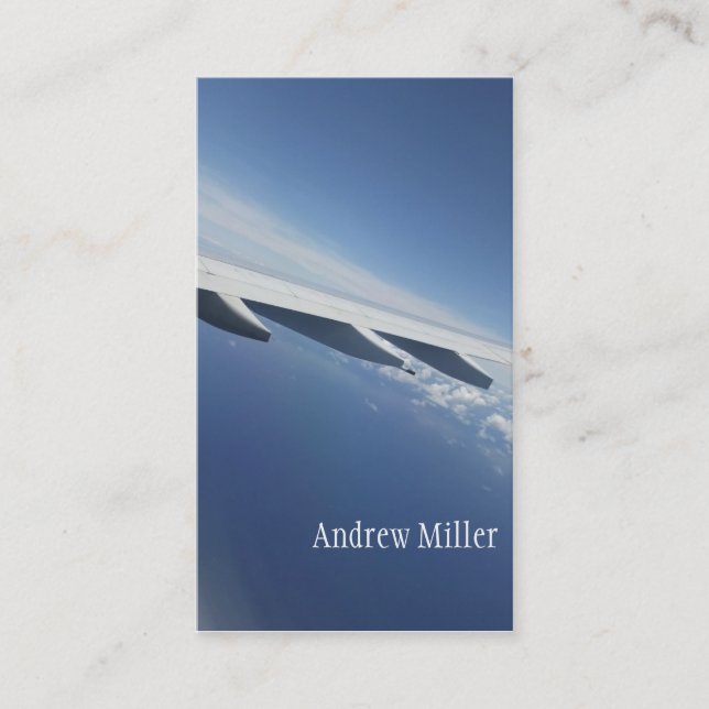 Upp i himmlen/fönstret placera flygplanvingen visitkort (Framsida)