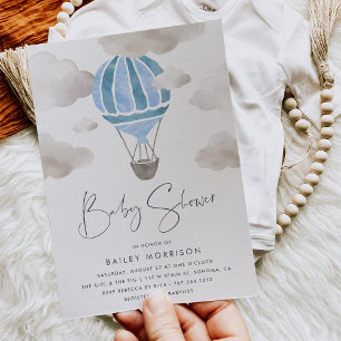 Upp i Luft Luftballong Baby Shower Inbjudningar