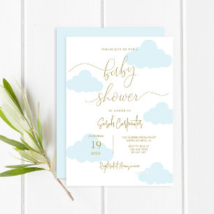 Upp i molnen Baby Shower Boy Inbjudningar