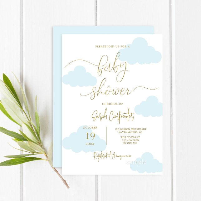 Upp i molnen Baby Shower Boy Inbjudningar (Skapare uppladdad)