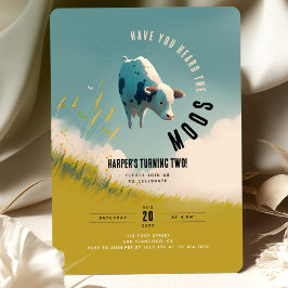"Upp i molnen" Cow-Thned Party Inbjudningar