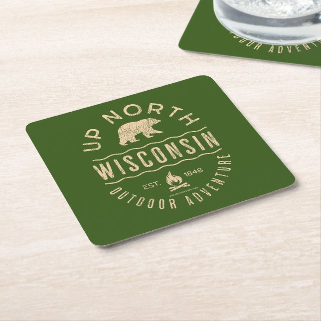 Upp i norra Wisconsin Underlägg Papper Kvadrat (Vinklad)