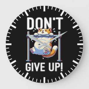 Upp inte Ge - Motivering för kute och katt Stor Klocka